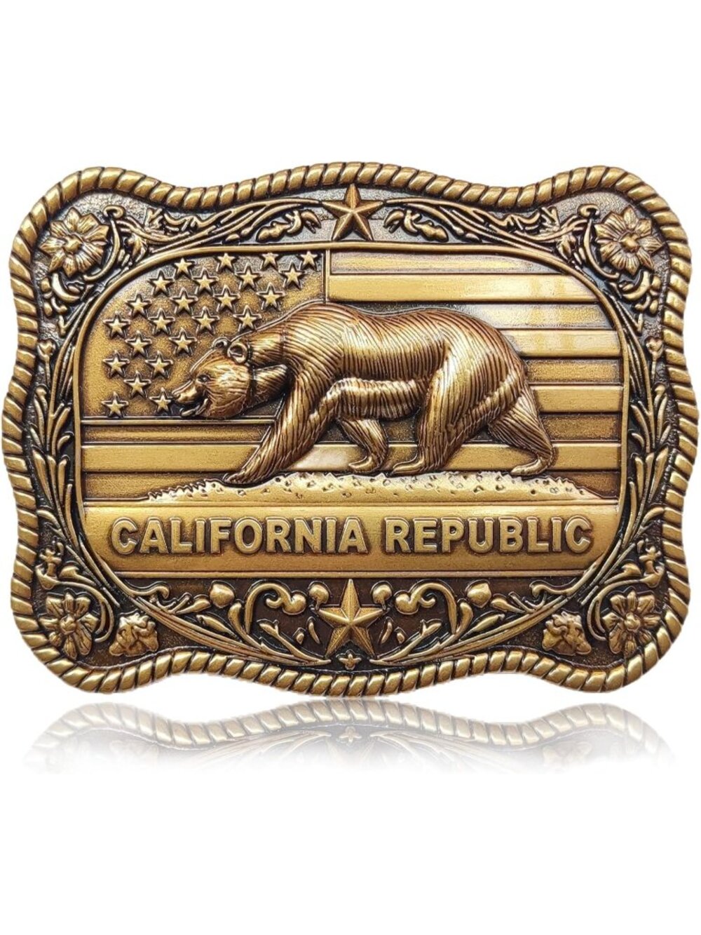 Men Bear Gold Vintage Cowboy Big Buckle Western Style Belt